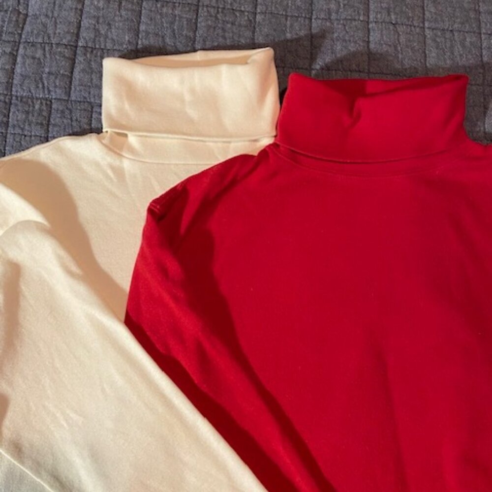 90's Staple turtleneck bundle Red (L) Cream (M) GUC Christmas Layering?